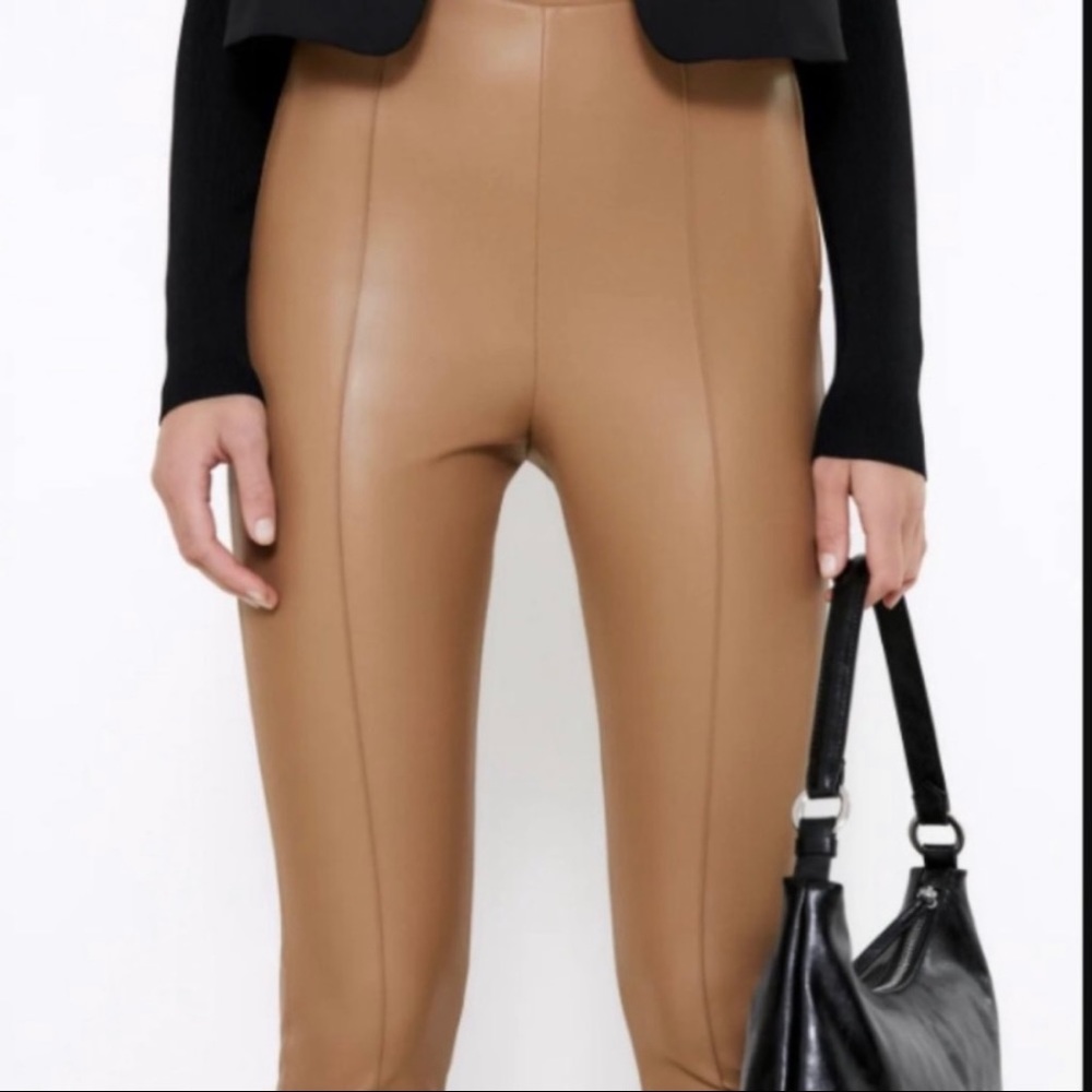 NWT Zara Faux Leather Mid Rise Pants